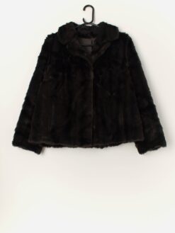 Vintage Faux Fur Boxy Jacket In Dark Brown Medium