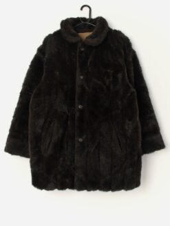 Vintage Faux Fur Dark Brown Jacket Large