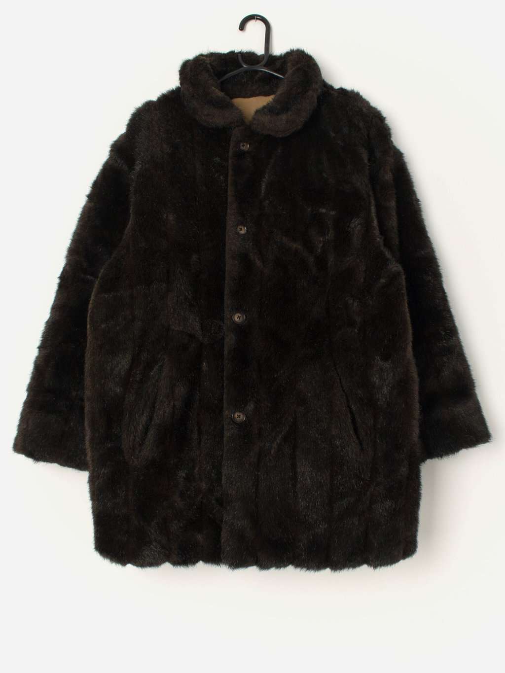 Vintage Faux Fur Dark Brown Jacket Large