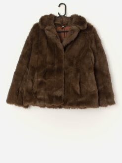Vintage Faux Fur Jacket In Brown Small Medium