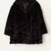 Vintage Faux Fur Jacket In Dark Brown Black Medium