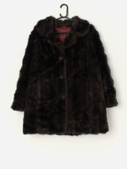 Vintage Faux Fur Jacket In Dark Brown Medium