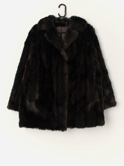 Vintage Faux Fur Jacket In Dark Brown Medium Large