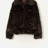 Vintage Faux Fur Jacket In Deep Brown Medium