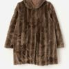 Vintage Faux Fur Long Jacket In Soft Brown Medium