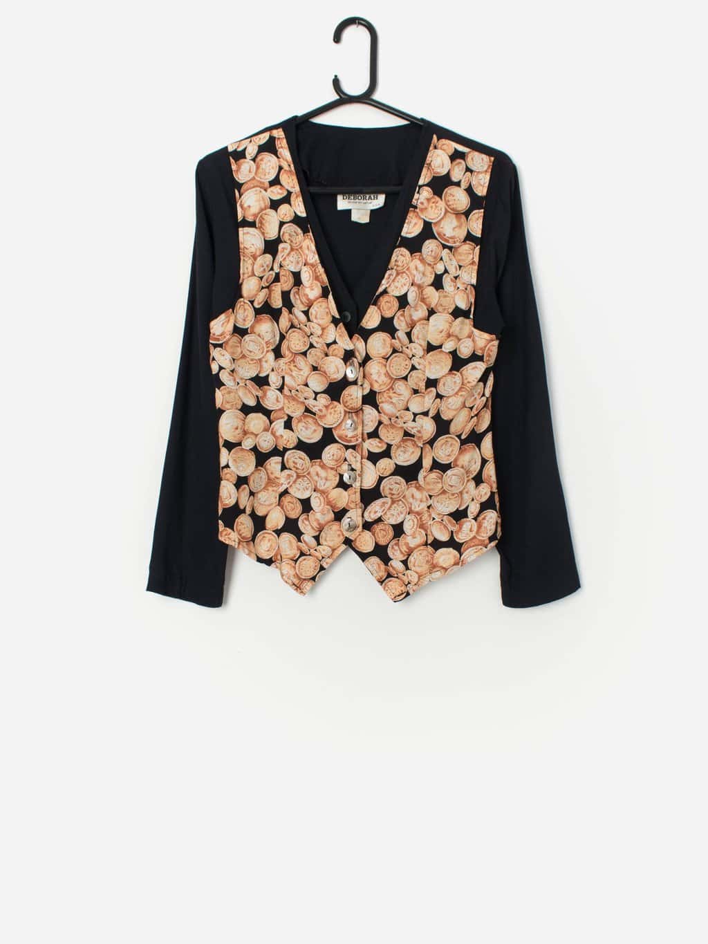 Vintage Faux Waistcoat With Gold Coin Pattern Medium 3