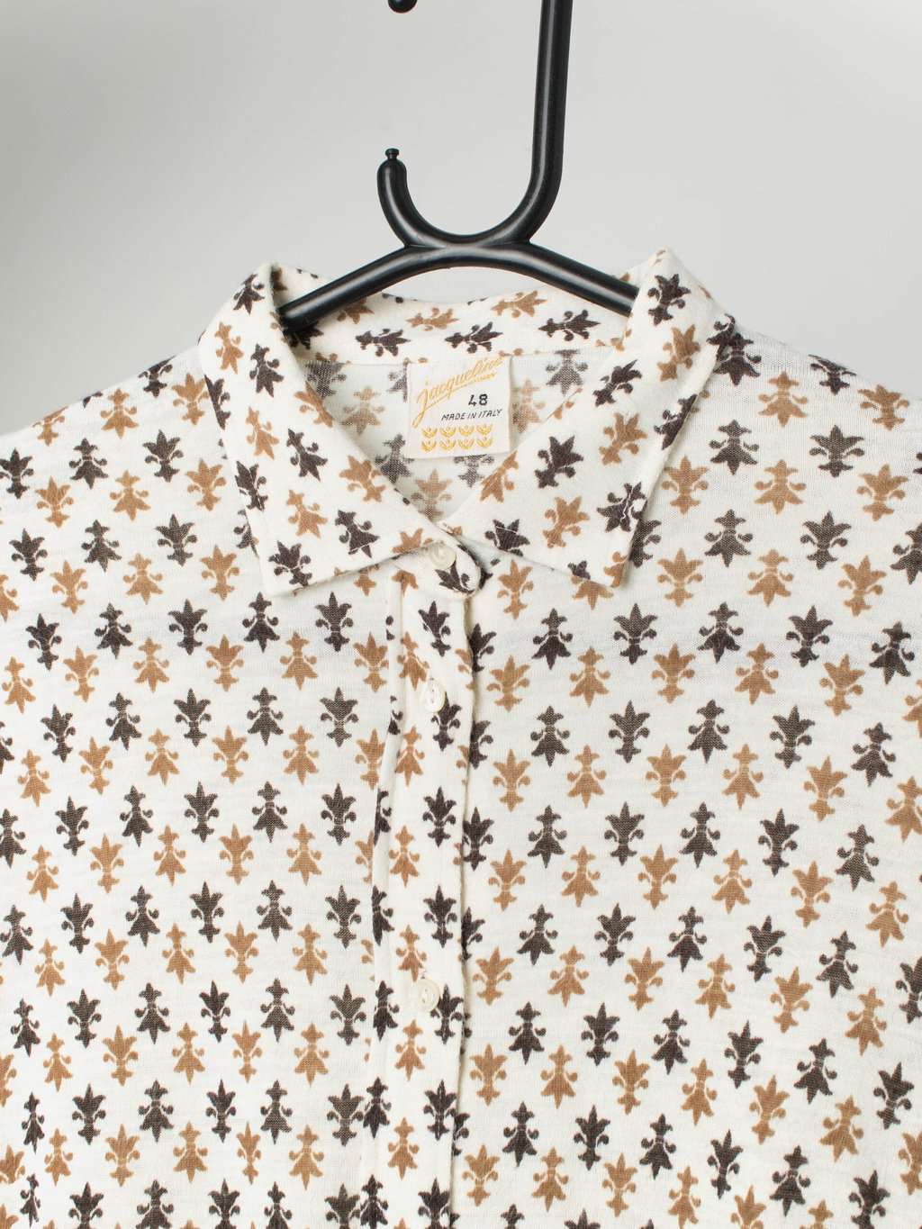 Vintage Floral Blouse In Cream And Brown Small Medium 2