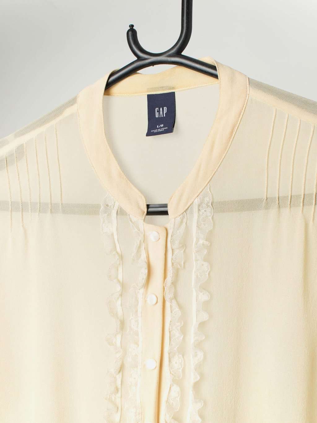 Vintage Gap Silk Sheer Ruffle Front Blouse Medium Large 4