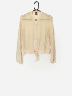 Vintage Gap Silk Sheer Ruffle Front Blouse Medium Large 5