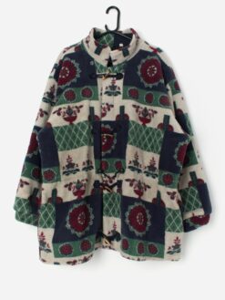 Vintage Geometric Patterned Fleece Jacket Xl 3