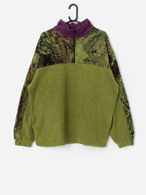 Vintage Green Quarter Zip Fleece With Camouflage Design Large 3