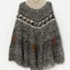 Vintage Handknitted Poncho Cape With Alpacas One Size