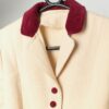 Vintage Handmade Cream Jacket With Red Velvet Details Xs 5