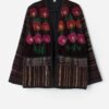 Vintage Handmade Embroidered Floral Jacket In Brown Medium Large 3