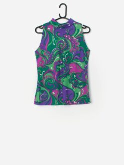 Vintage Handmade Psychedelic Top In Purple And Green Small Medium 4