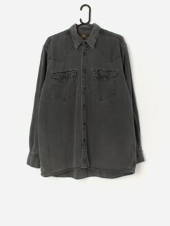 Vintage Lee Denim Shirt In Charcoal Grey 2xl
