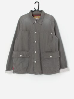 Vintage Levis Blanket Lined Chore Jacket In Washed Grey Medium Large