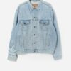 Vintage Levis Distressed Denim Jacket In Pale Blue Large Xl