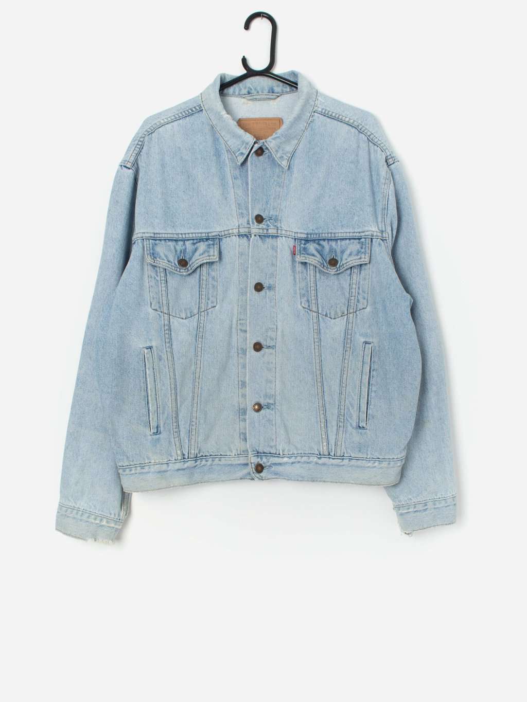 Vintage Levis Distressed Denim Jacket In Pale Blue Large Xl