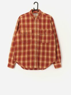 Vintage Levis White Tab Plaid Shirt In Orange Heavyweight Cotton Medium