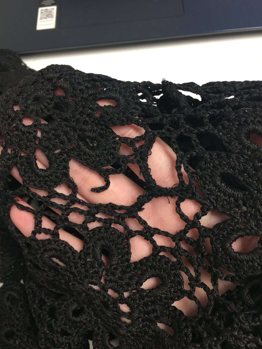 Vintage Long Crocheted Vest Dress In Black Small