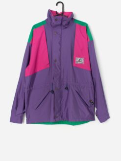 Vintage Men Colour Block Windbreaker In Pink And Purple Medium