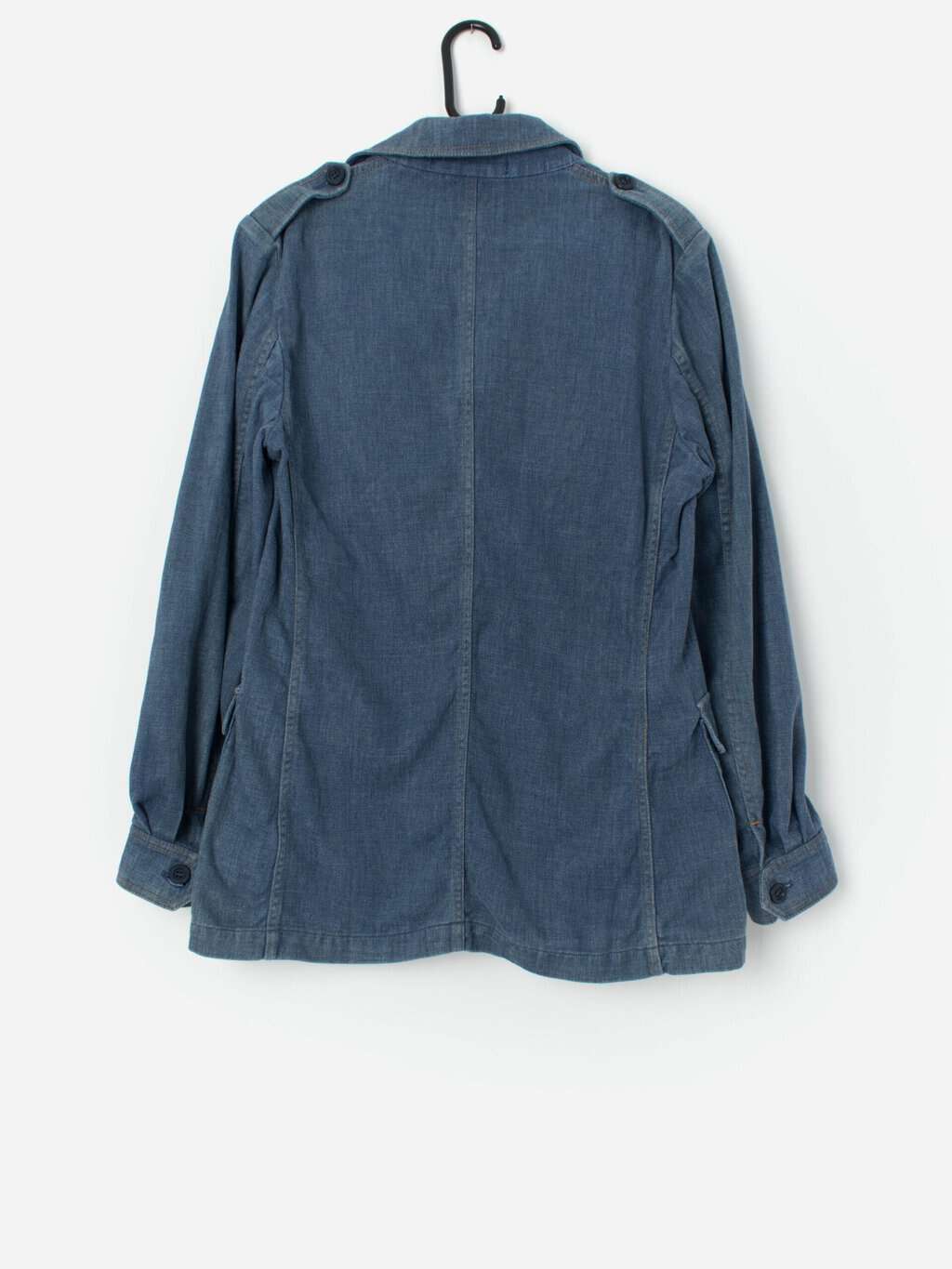 Vintage men's denim jacket in mid-blue - Small - Image 3