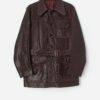 Vintage Men Leather Jacket In Brown Medium