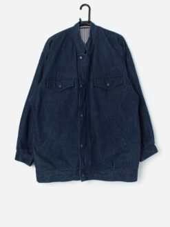Vintage Men Lined Denim Jacket In Dark Blue Large