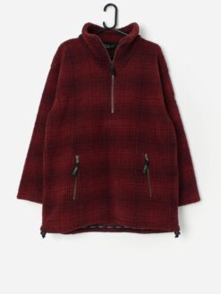 Vintage Men Plaid Burg Fleece In Red Large