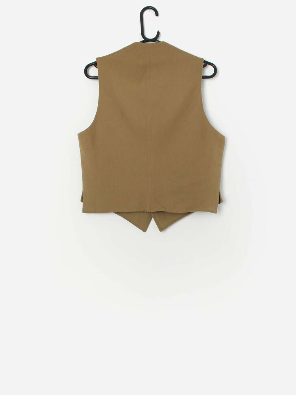Vintage Mens Handmade Waistcoat In Khaki Brown Xs 2