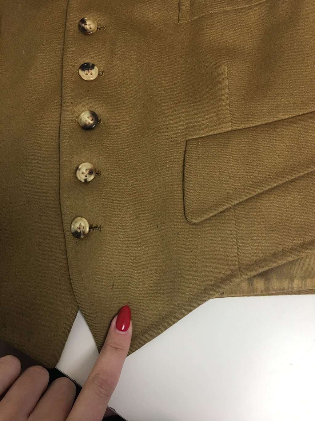 Vintage Mens Handmade Waistcoat In Khaki Brown Xs