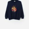 Vintage Navy Blue Collared Sweatshirt With Wood Mice Medium 6