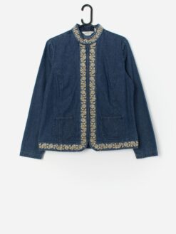 Vintage Orvis Zipped Denim Jacket In Dark Blue Medium