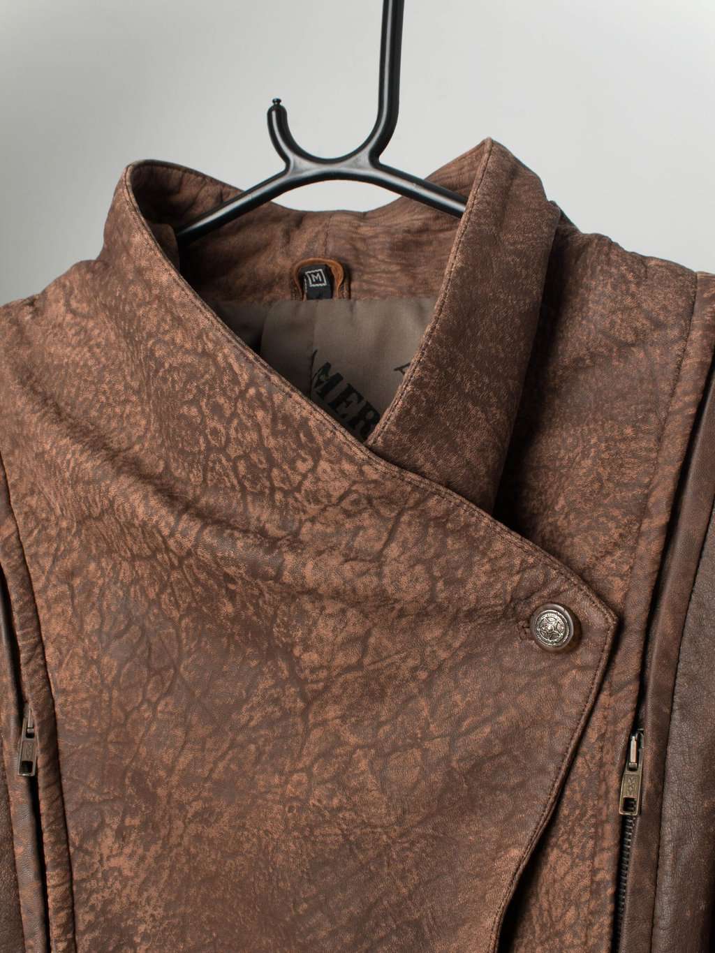 Vintage oversized brown leather jacket by Great Seal of the State of Oklahoma 1907 - Medium - Image 3