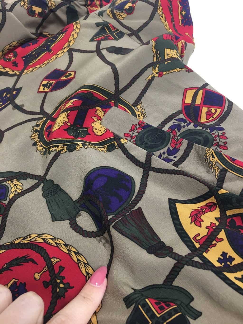 Vintage Patterned Silk Bomber Jacket Medium Large