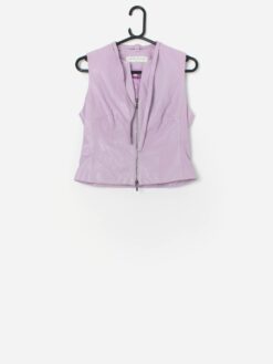 Vintage Pink Leather Waistcoat By Karen Millen Small 3
