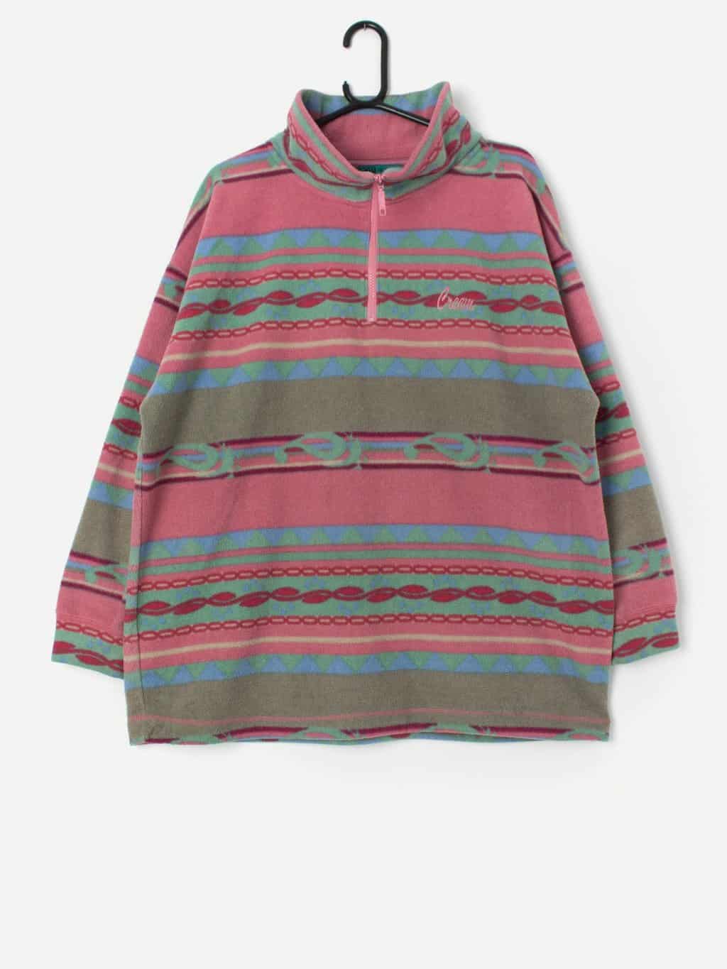 Vintage Pink Quarter Zip Fleece With Geometrical Design Xl 3