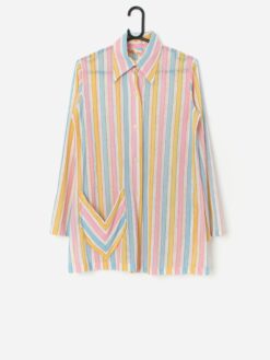 Vintage Shirt Mini Dress In Pretty Pastel Colours Small 3