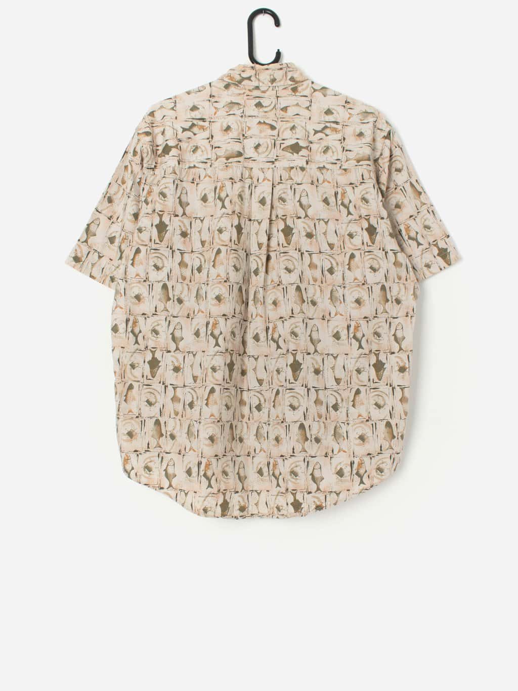 Vintage Short Sleeve Fish Pattern Shirt Large