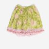 Vintage Silk Ruffle Skirt In Green And Pink Handmade Medium 3