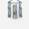 Vintage Silk Vest Top With Yacht Club Design Medium Large 3