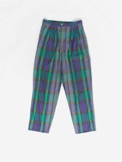Vintage St Michael Plaid Tapered Trousers In Purple And Green Medium 4