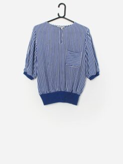 Vintage Striped Top In Blue And White Medium Large 3