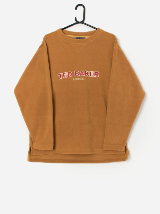 Vintage Ted Baker Fleece Jumper In A Dark Mustard Medium 3