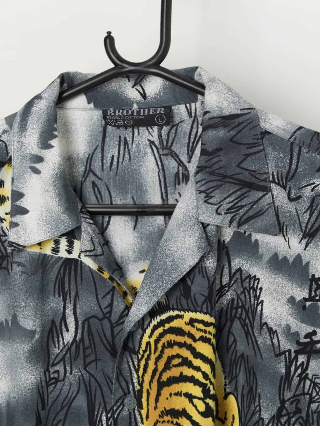 Vintage Tiger Graphic Shirt In Grey Large Xl 2