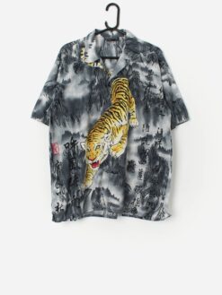Vintage Tiger Graphic Shirt In Grey Large Xl 3