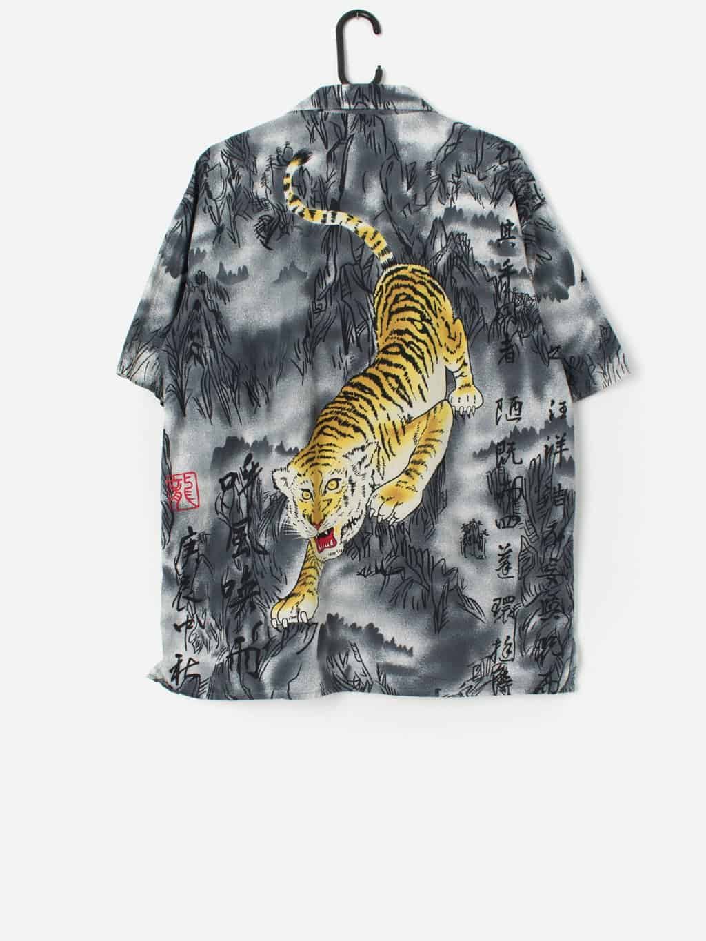 Vintage Tiger Graphic Shirt In Grey Large Xl