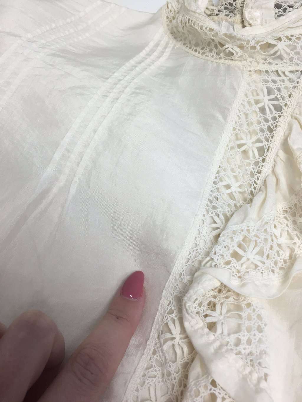 Vintage Victorian Edwardian Ivory Silk Blouse Medium Large 2