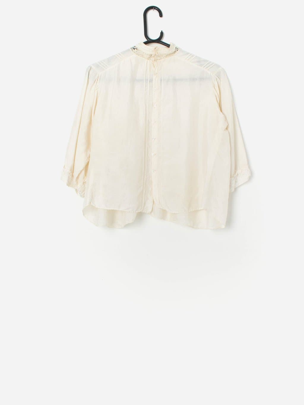 Vintage Victorian Edwardian Ivory Silk Blouse Medium Large 7